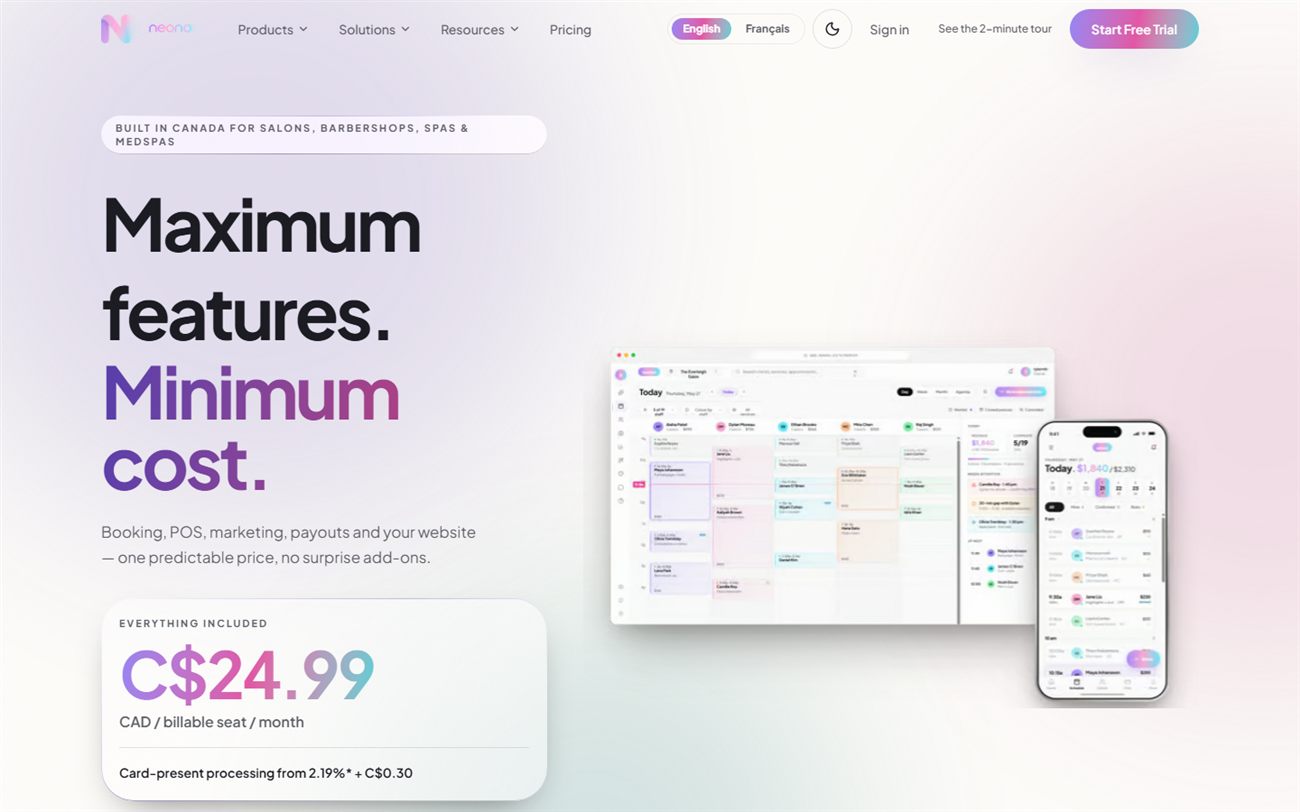 NeonO — All-in-One Salon & Spa Business Platform